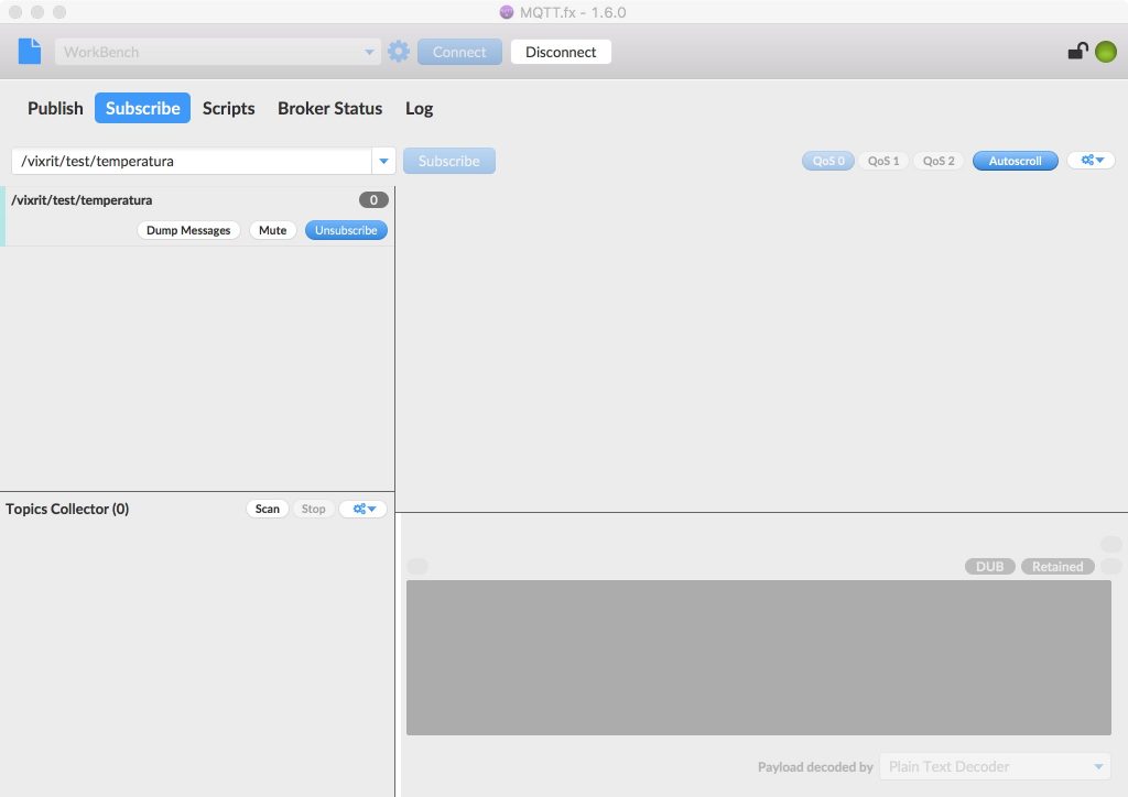 MQTTfx avvio del subscriber