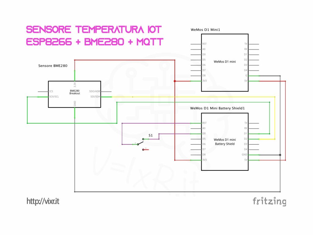 Schema di collegamento ESP12 - GY-BME280